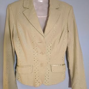Women's Nicole Miller light green eyelet detailed lined jacket